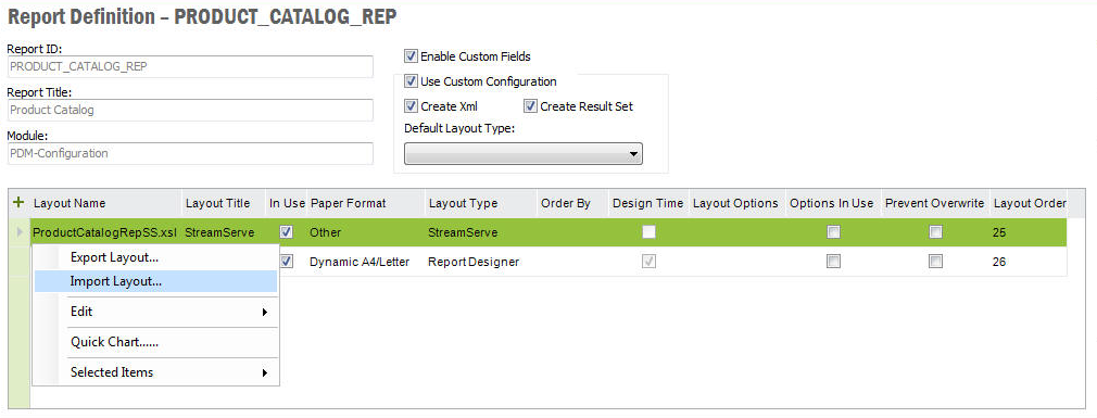 Add StreamServe Layout
