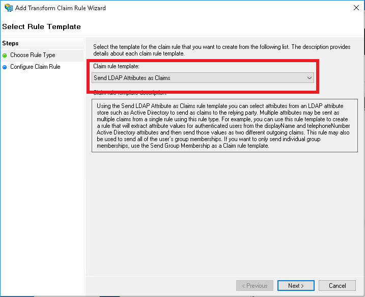 Selecting LDAP attributes as claims