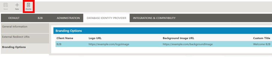 Delete branding option