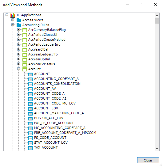 Views and Methods - Tree View Dialog