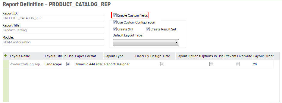 Custom Field Report Definitions