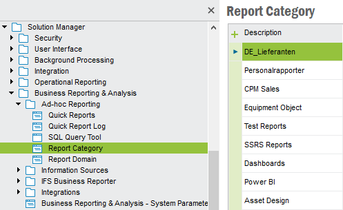 Quick Report Categories