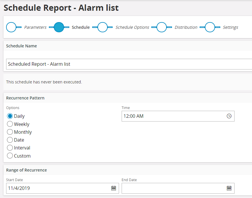 Schedule report assistant