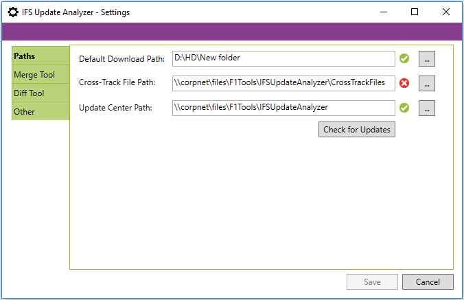 Paths tab