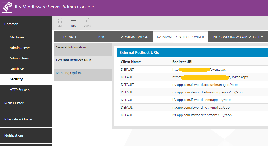 External callback urls